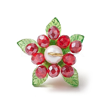 Glass with Round Shell Pearl and Acrylic Charms Pendants PALLOY-MZ00647-1