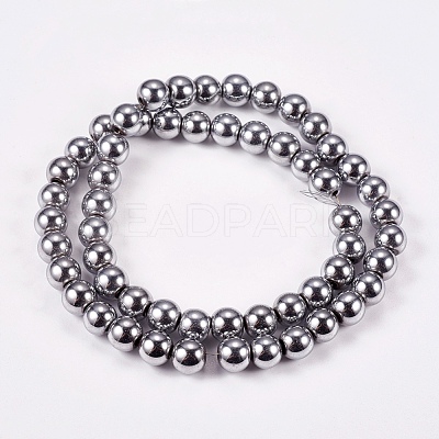 Electroplate Non-magnetic Synthetic Hematite Beads Strands G-J169A-8mm-02-1