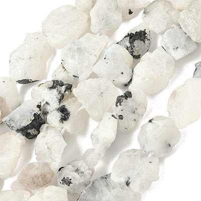 Raw Rough Natural Rainbow Moonstone Beads Strands G-M453-D03-1