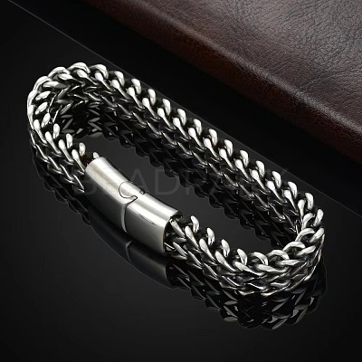 Punk Style 304 Stainless Steel Curb Chain Bracelets for Men WGFAED6-03-1