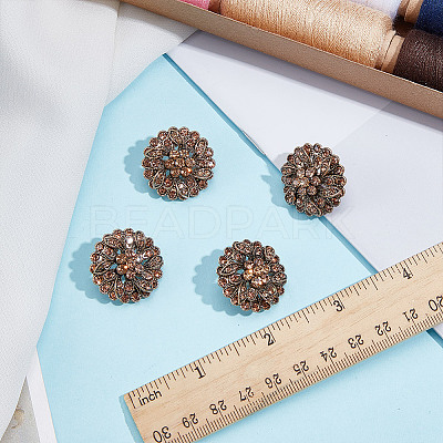 4Pcs 1-Hole Alloy Glass Shank Buttons FIND-DR0002-01AG-1