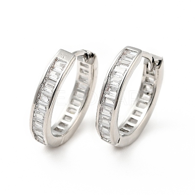Clear Cubic Zirconia Hinged Hoop Earrings EJEW-F288-09P-1