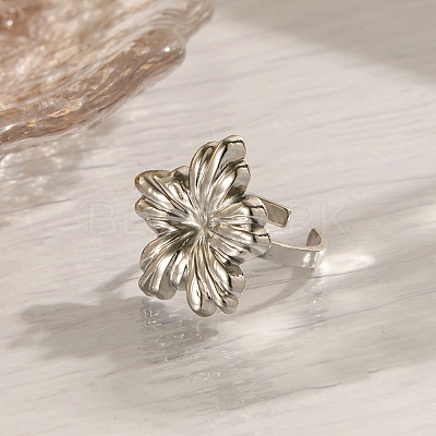 Flower 304 Stainless Steel Cuff Rings FS-WG7BC9E-06-1