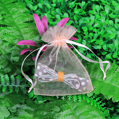 Rectangle Organza Drawstring Bags CON-PW0001-054A-1