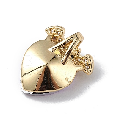 Real 18K Gold Plated Rack Plating Brass Micro Pave Clear Cubic Zirconia Pendants KK-C015-10G-05-1