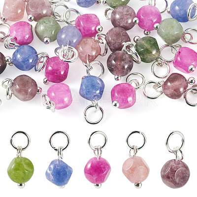 30Pcs Natural Colorful Tourmaline Dice Charms PALLOY-TA00369-1