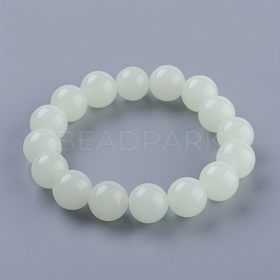Synthetic Luminous Stone Beaded Stretch Bracelet BJEW-P203-10mm-01A-1