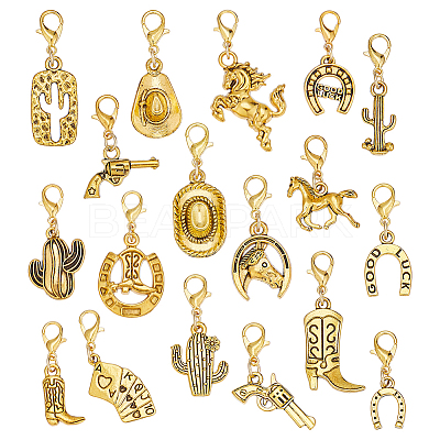 54Pcs 18 Style Alloy Pendant Decorations HJEW-ME00056-1