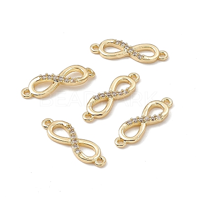 Brass Micro Pave Clear Cubic Zirconia Connector Charms KK-E068-VB388-1