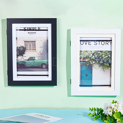 2 Sets 2 Colors Rectangle Wood Photo Frames with Hanging Hook DIY-GA0005-70-1