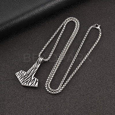 Vintage 304 Stainless Steel Viking Axe Pendant Necklaces for Men WG47AC0-01-1
