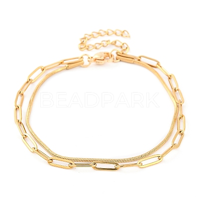 304 Stainless Steel Multi-Strand Chain Bracelets BJEW-G711-03F-G-1