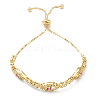 Horse Eye Cubic Zirconia Slider Bracelet BJEW-SZ0002-08C-1