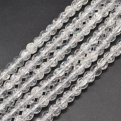 Electroplate Synthetic Crackle Quartz Bead Strands EGLA-J067-8mm-HR06-1