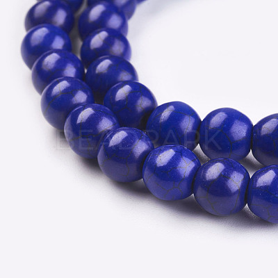 1 Strand Dyed Medium Blue Round Synthetic Turquoise Beads Strands X-TURQ-G106-6mm-02N-1