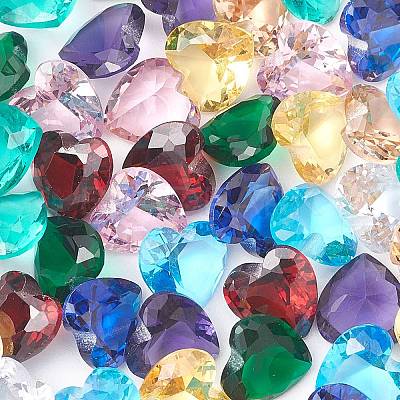 50Pcs 10 Colors Cubic Zirconia Pointed Back Cabochons ZIRC-CJ0001-24-1