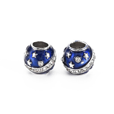 Rack Plating Alloy Enamel European Beads MPDL-N039-136-1