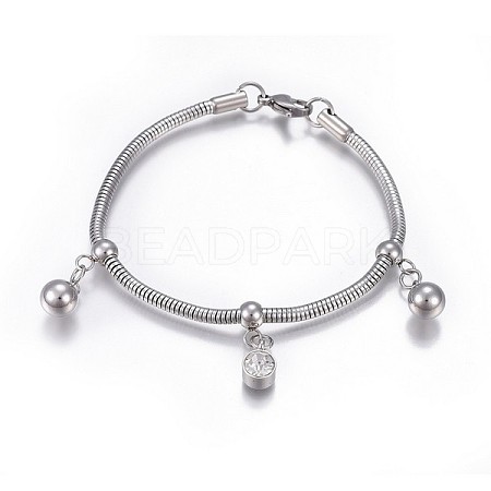 304 Stainless Steel Charm Bracelets BJEW-P259-04P-1