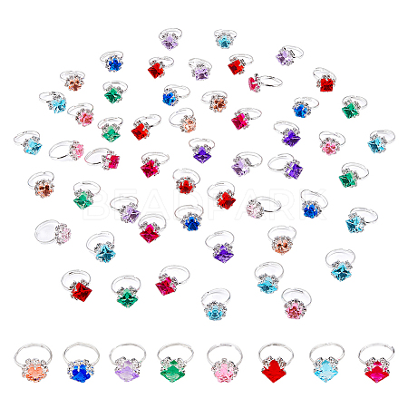 50Pcs Rhinestone Adjustable Rings RJEW-FI0001-06-1