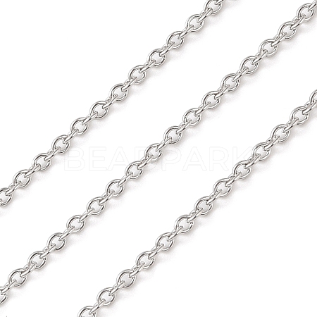 Anti-Tarnish Rhodium Plated 925 Sterling Silver Cable Chains STER-E072-02P-06-1