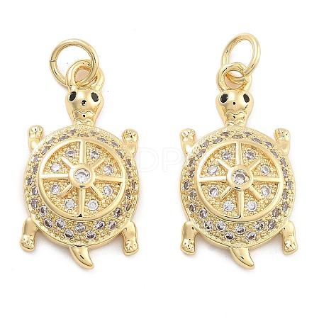 Brass Pave Clear Cubic Zirconia Pendants KK-U009-12G-G-1