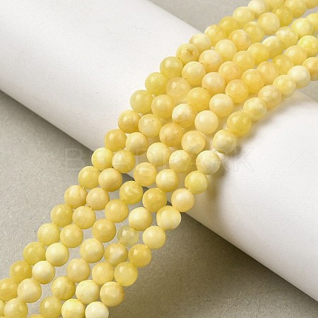 Natural Yellow Jade Beadd Strands X-G-A274-A01-4mm-1