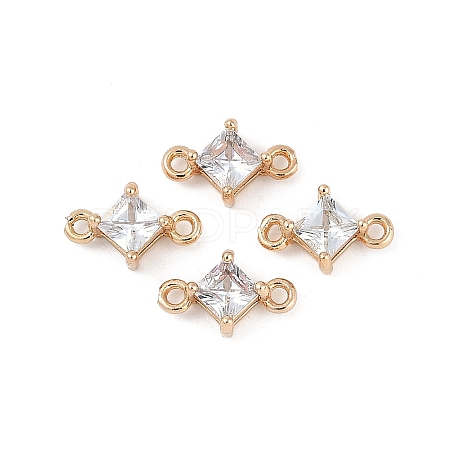 Brass Pave Glass Rhombus Links Connector Charms X1-GLAA-Q088-001E-1