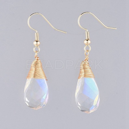 AB Color Half Electroplated Glass Dangle Earrings X-EJEW-JE03565-1