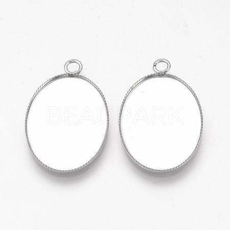 Tarnish Resistant 304 Stainless Steel Pendant Cabochon Settings STAS-T008-123-1