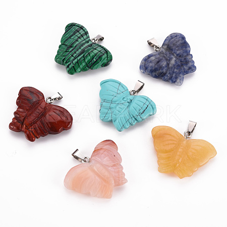 Natural & Synthetic Mixed Gemstone Pendants G-T122-43-1