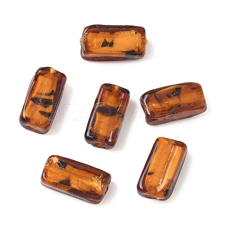 Handmade Gold Sand Lampwork Beads Strands LAMP-Q045-08A-01-1