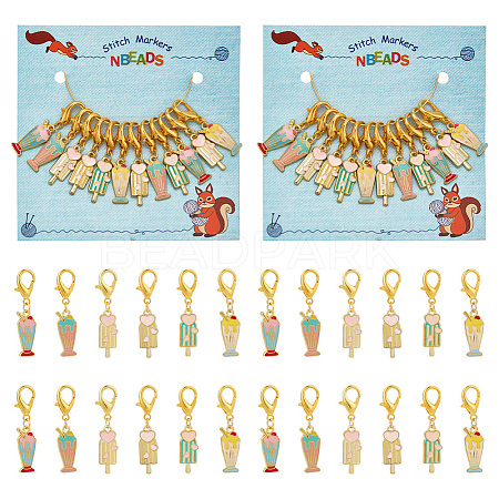 Alloy Enamel Ice Sucker & Ice Cream Pendant Locking Stitch Markers HJEW-AB00035-1