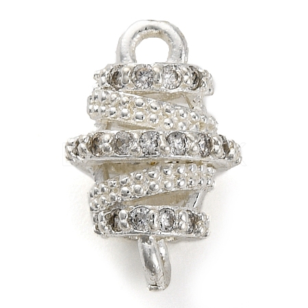 Brass Micro Pave Clear Cubic Zirconia Hollow Oval Connector Charms KK-A230-05C-S-1