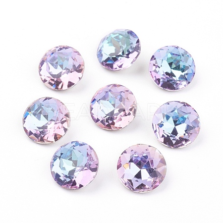 Pointed Back & Back Plated Glass Rhinestone Cabochons RGLA-J012-8mm-001VL-1