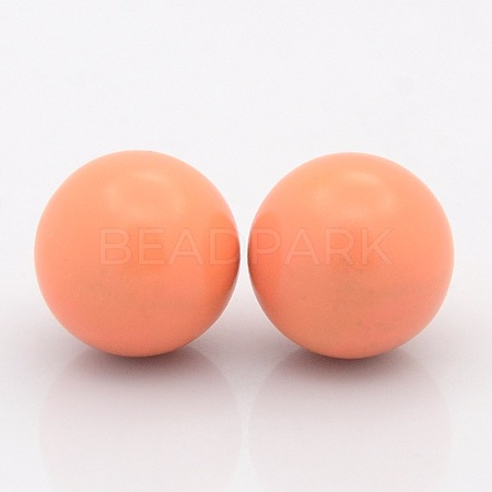 No Hole Spray Painted Brass Round Ball Beads Fit Cage Pendants KKB-J002-07-1