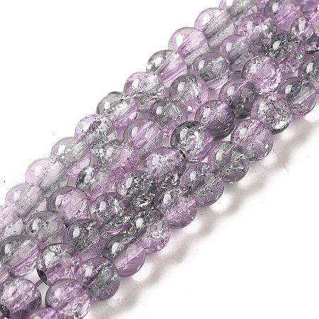Spray Painted Crackle Glass Beads Strands X-CCG-Q002-6mm-02-1