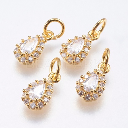 Brass Micro Pave Cubic Zirconia Charms RB-I077-15G-RS-1