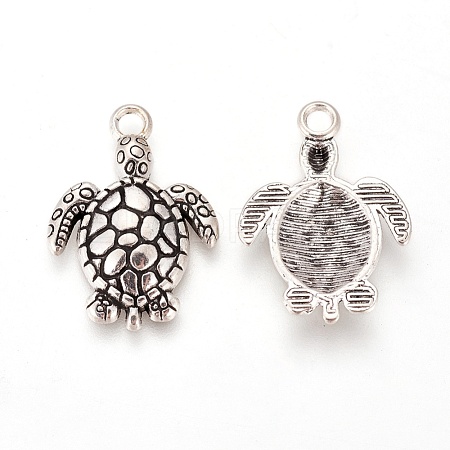 Tibetan Style Alloy Sea Turtle Pendants TIBEP-22101-AS-FF-1