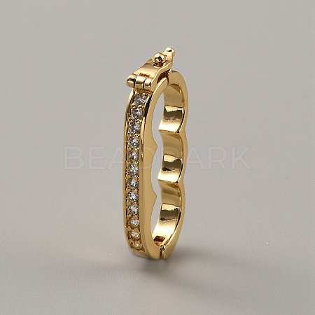 Brass Micro Pave Clear Cubic Zirconia Peanut Enhancer Clasps FIND-WH0139-238G-1