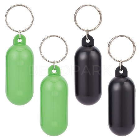  4Pcs 2 Colors Plastic Pill-shape Floating Pendant Keychain KEYC-NB0001-72-1