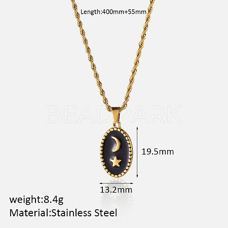 304 Stainless Steel Black Enamel Pendant Necklaces for Women FS-WG3C5F5-09-1