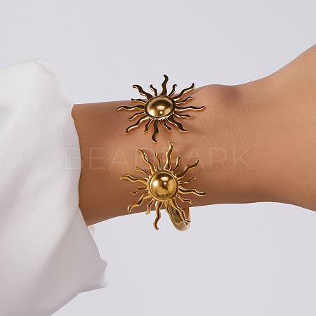 304 Stainless Steel Cuff Bangles for Women BJEW-Z157-01G-04-1