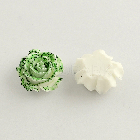 Dot Spray Painted Resin Flower Cabochons CRES-R168-01-1
