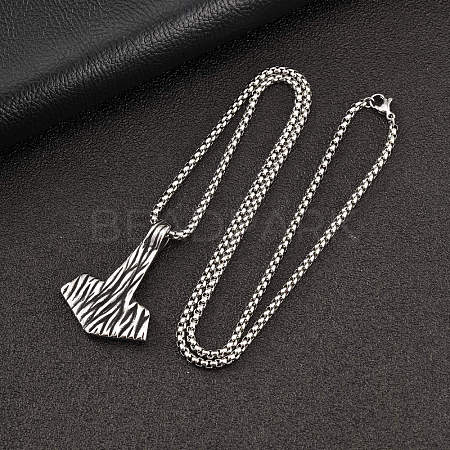 Vintage 304 Stainless Steel Viking Axe Pendant Necklaces for Men WG47AC0-01-1