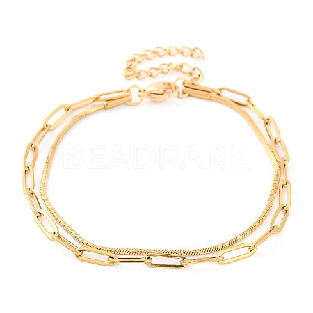 304 Stainless Steel Multi-Strand Chain Bracelets BJEW-G711-03F-G-1