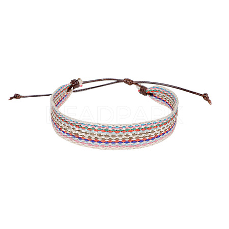 Cotton Flat Cord Bracelet with Wax Ropes PW-WG81226-08-1