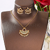 Brass Micro Pave Clear Cubic Zirconia Moon Pendant Necklaces & Stud Earrings Sets for Women DZ0544-4