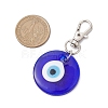 Handmade Lampwork Flat Round with Evil Eye Pendant Decorations HJEW-JM02384-3