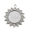 Tibetan Style Alloy Sun Pendant Cabochon Settings X-TIBEP-N003-70AS-1