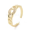 Clear Cubic Zirconia Curb Chains Shape Open Cuff Ring RJEW-E072-17G-1